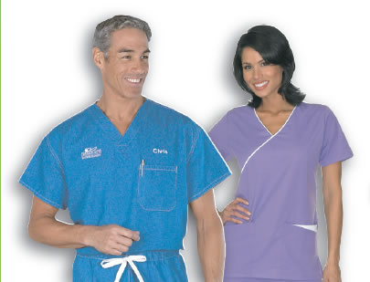 A nurse wearing scrubs from Simply Uniforms