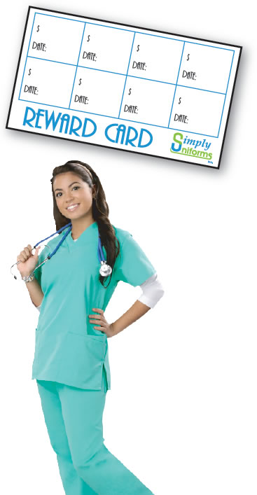 The Simply Uniforms customer reward card